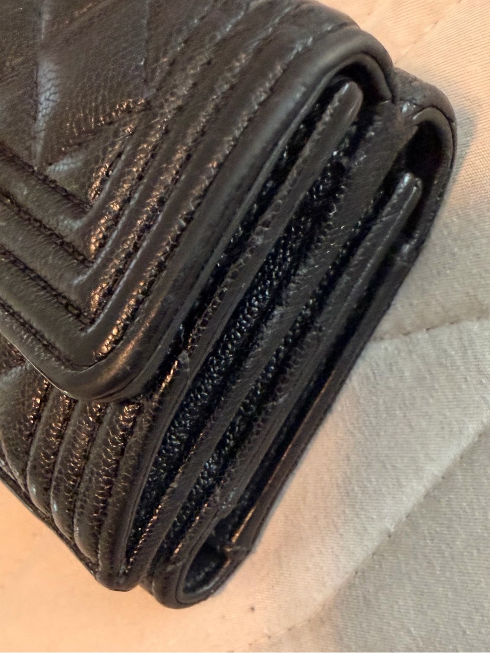 CHANEL Black Quilted Leather Compact Wallet Trifold - Picture 11 of 14